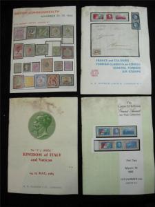 FOUR H R HARMER AUCTION CATALOGUES FROM THE 1960's WITH DAMAGE