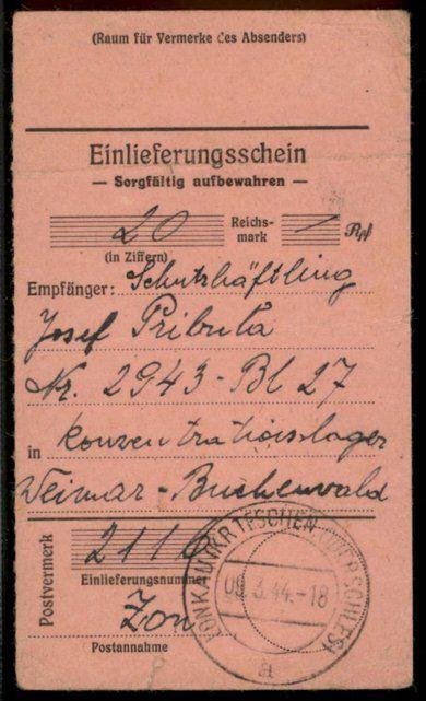 3rd Reich Germany Concentration Camp KL Weimar Buchenwald Parcel Receipt G73635