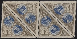 Lithuania 1933 MNH Sc C69 1 l  Kestutis, Algirdas Tete-beche Block of 4