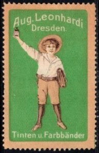 Vintage German Poster Stamp August Leonhardi Inks & Ribbons Dresden