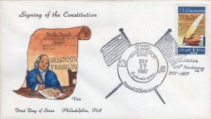Set/4 Van Hand Painted FDCs for the 1987 Constitution Signing Bicentennial Stamp