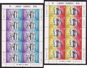 Jersey-Sc#203a,205a- id5-unused NH sheets-Europa-Pillar Box-1979-