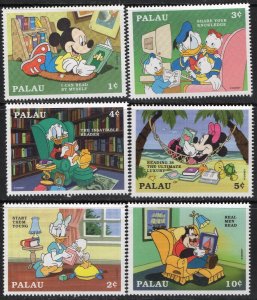 Thematic stamps PALAU 1998 DISNEY READING 6v mint