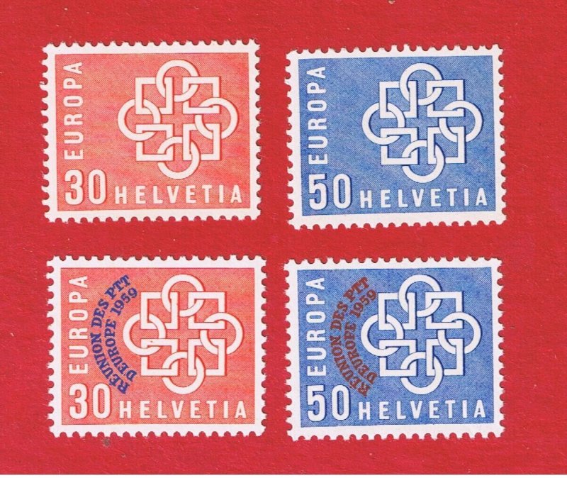 Switzerland #374-377   MNH OG  Europa w/Overprints   Free S/H