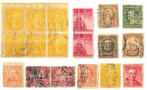 USA 18 used values, perfins(2)