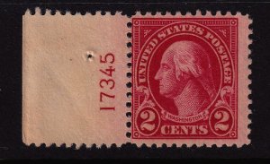 1923 Washington 2c carmine Sc 554 MNH left plate number single CV $15 (L14