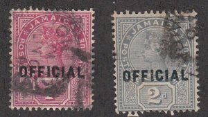 Jamaica # O3-4, Queen Victoria Official Overprints, Used, 1/3 Cat.