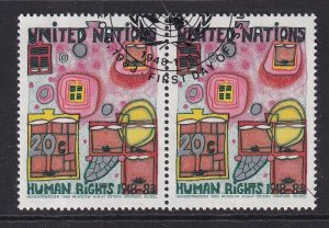 United Nations  New York  #415 cancelled 1983 human rights  20c pair