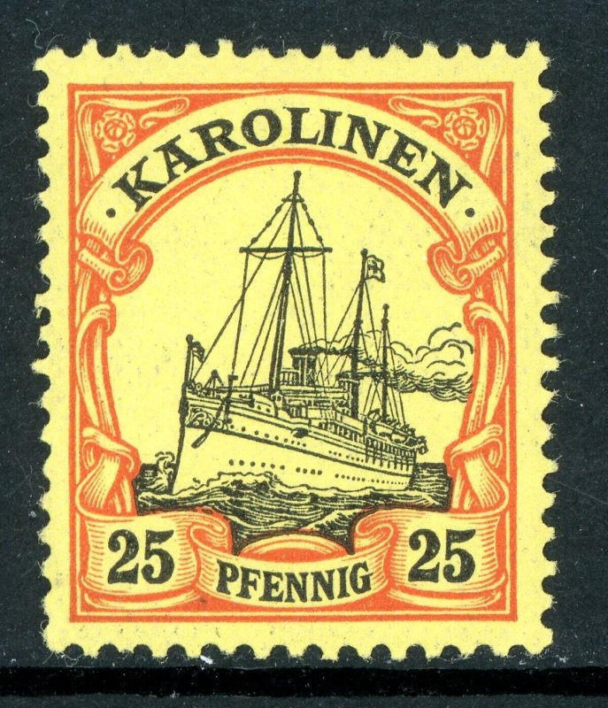 Caroline Islands 1901 Germany 25 pfg Yacht Ship Unwatermark Scott #11 MNH P413