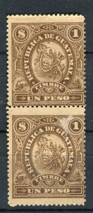GUATEMALA; 1890s early classic Revenue issue MINT unmounted 1P. PAIR