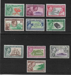 PITCAIRN ISLANDS 1940 - 1951 SET OF 10 STAMPS SG 1/8 MINT HINGED Cat £80