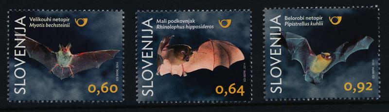 Slovenia new issue stamps + s/s MNH Bats, Map