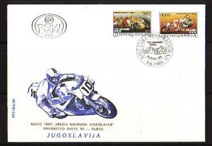 Yugoslavia, Scott cat. 1961-1962. Motorcycle Racing issue. First day cover. ^