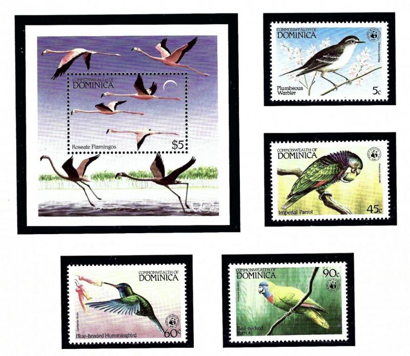 Dominica 827-31 MNH 1986 Birds