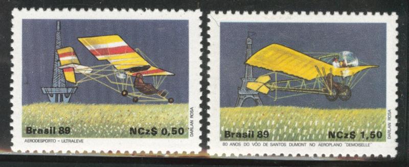 Brazil Scott 2173-4 MNH** 1989 aircraft set