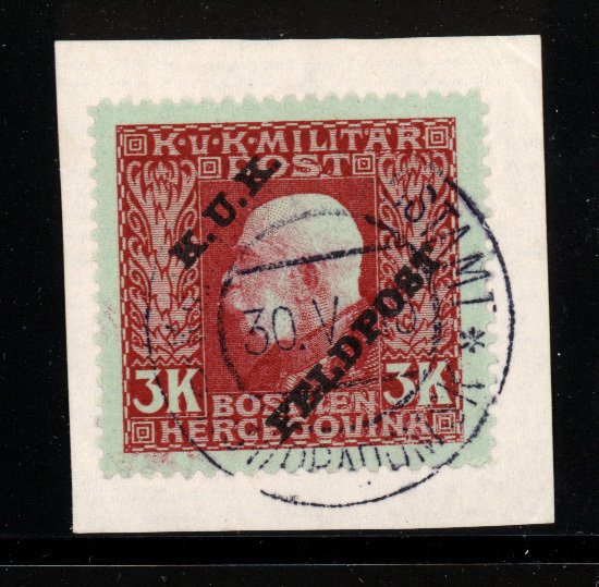 Austria 1915 Scott #M19 used on piece with military field CDS