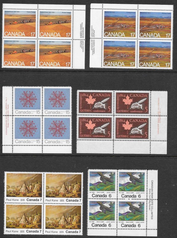 CANADA (230) Blocks and Imprint Blocks of 4 ALL Mint Never Hinged FV=C$73++