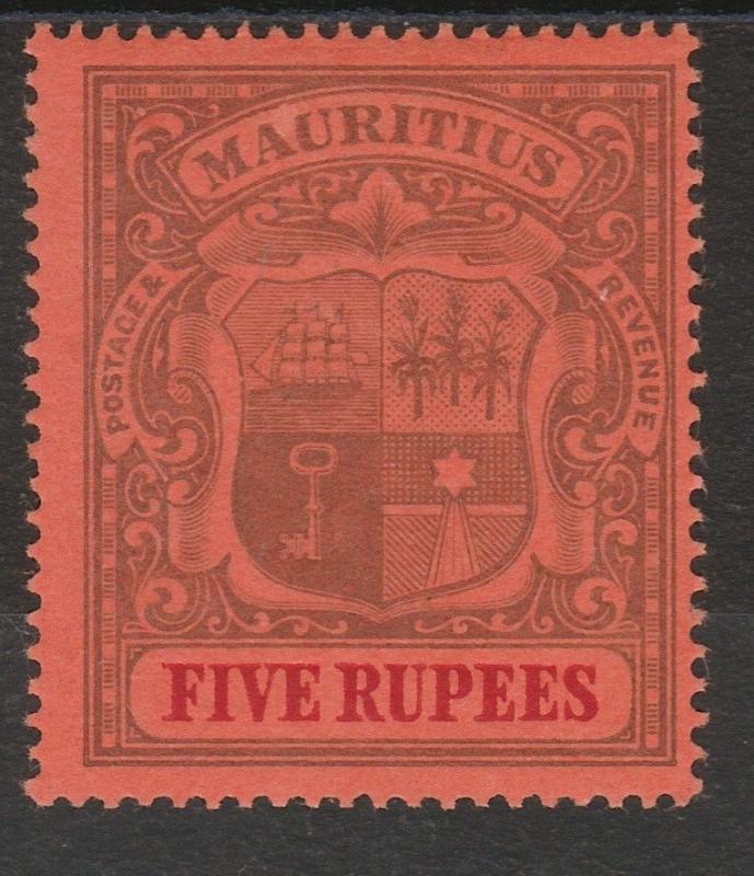 MAURITIUS 1900 ARMS 5R WMK CROWN CA SIDEWAYS TOP VALUE