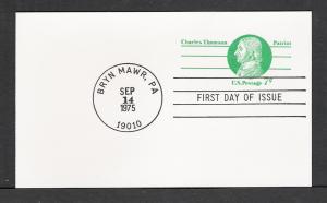 US #UX68 Thomson Postal Card FDC