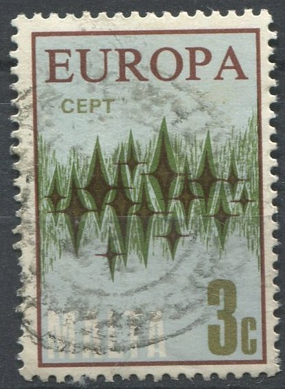 Malta Sc#451 Used, 3c cblt & multi, Europa (C.E.P.T.) 1972 - Stars (1972)