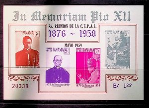 PANAMA Sc C221a NH OVERPRINTED SOUVENIR SHEET OF 1959 - POPE PIUS XII