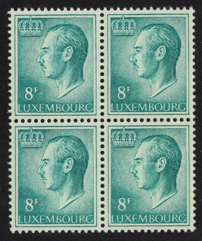 Luxembourg Grand Duke Jean 8f. blue Phosphor paper Block of 4 1974 MNH