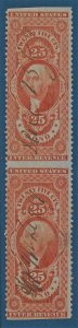 US 1862-71 Sc. #R43b vertical pair, minor wrinkle in lower stamp CV $60.00