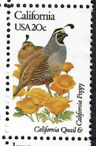 1957 California Birds and Flowers MNH single perf 10.5 x 11.25