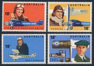 Australia 672-675,675a, MNH. Mi 644-647,Bl.3. H.Hawker, B.Hinkler, C.Ulm aviator