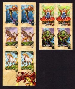 Australia Scott 3581-3585b, MNH, Free Shipping, Mythical Creatures, 2 sets self