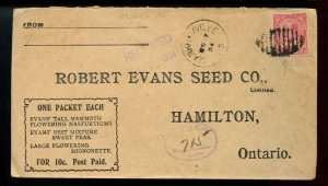 ?MARYSVILLE, N.B.  Seed advertising Robert Evans 1904 Edward cover Canada