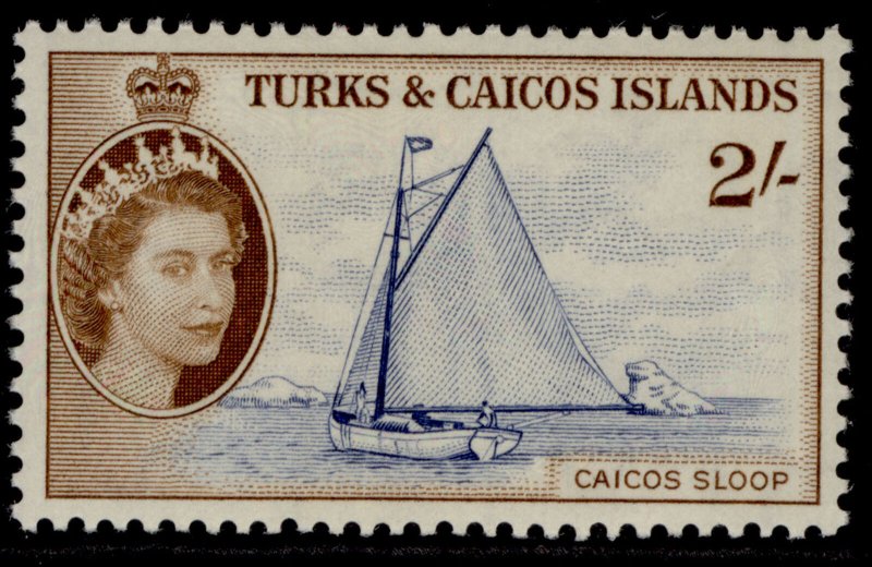 TURKS & CAICOS ISLANDS QEII SG248, 2s deep ultramarine & brown NH MINT. Cat £16.