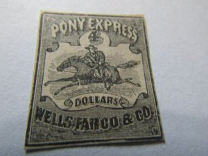 US Local Stamps 1861, Scott # 143L5, 4$ Black-Wells Fargo Pony Express, MH NG,