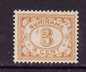 Surinam-Sc#79-unused no gum as issued 3c yellow numeral of value-thin horizont