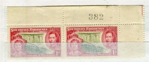 RHODESIA; 1937 early GVI Coronation issue MINT MNH Sheet CORNER PAIR