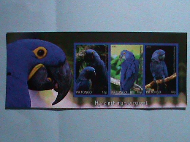 ​TONGA STAMP-HYACINTH MACAW  PARROT-MNH STAMP SHEET