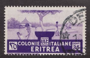 1934 Italy Eritrea Sc #163 Pastoral farmers & cow 35¢ used postage stamp -Cv $10