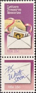 Scott #1805-1806 1980 15¢ Letter Writing Letters Preserve Memories MNH OG