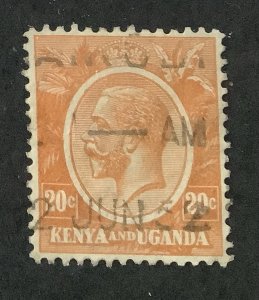 Kenya Uganda  1922/27 Scott  25 used - 20c, King George V