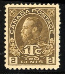 Canada #MR4 Cat$25, 1916 2c+1c brown, lightly hinged