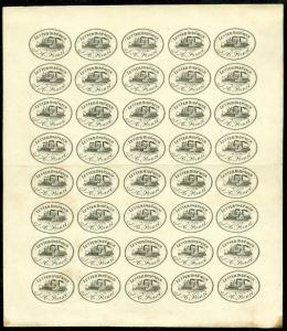 EDW1949SELL : USA 1861 Scott #122L1 Locals Full Sheet Mint OG Scarce Cat $550++
