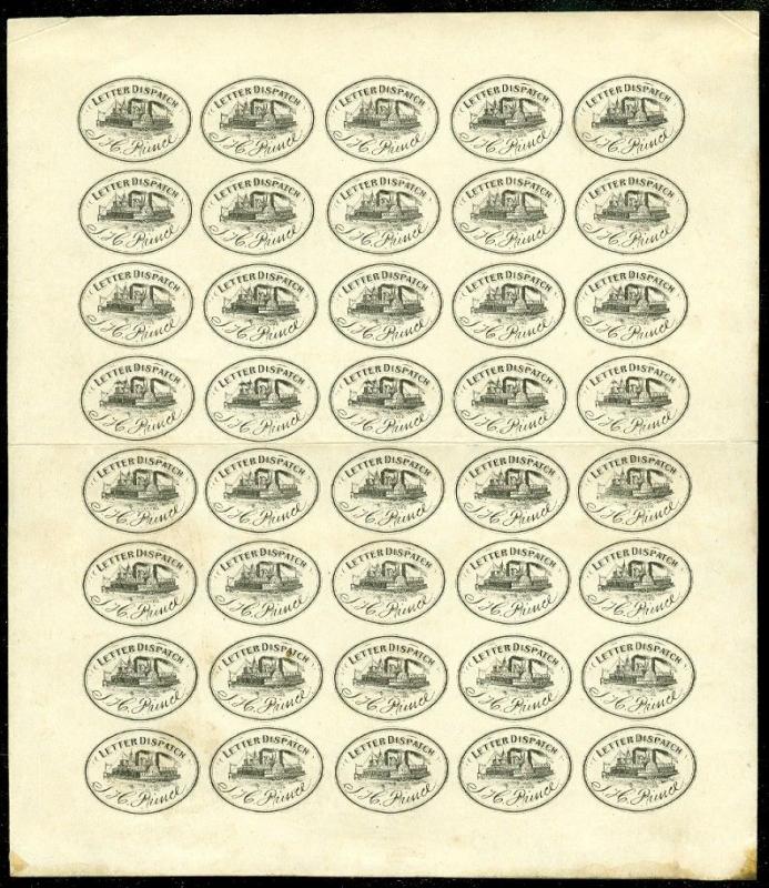 EDW1949SELL : USA 1861 Scott #122L1 Locals Full Sheet Mint OG Scarce Cat $550++