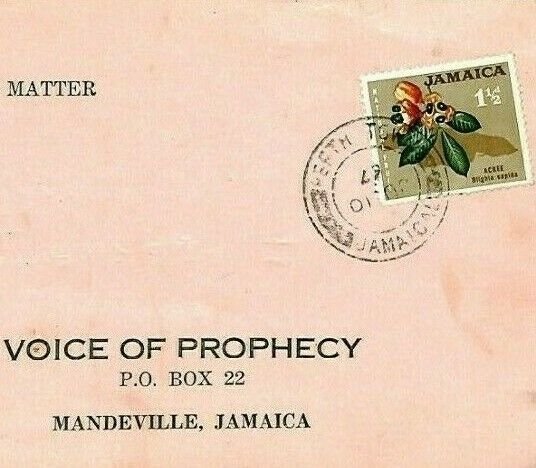 JAMAICA *Perth Town* CDS Voice of Prophecy 1967 Reply Card {samwells-covers}CY73