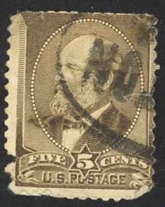 USA Sc# 205 Cull 1882 5c yellow brown James A. Garfield