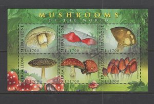 Sierra Leone  #2975  (2009 Mushrooms sheet of 6) VFMNH CV $5.50
