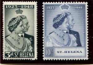 St Helena SC# 130+1 SG# 143-4 George VI Silver Anniv, set MH & MNH