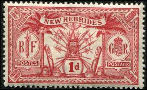 British New Hebrides SC# 18 Native Idols 1d MVLH