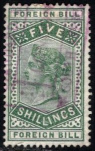 Great Britain Queen Victoria Five Shillings Foreign Bill Revenue Used