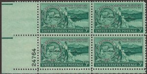 Scott # 1019 1953 3c bl grn  Pioneers & Their
Land  Plate Block - Lower Left ...