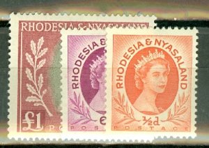 FW: Rhodesia & Nyasaland 141-155 mint CV $114.25; scan shows only a few